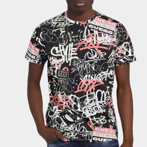 New T-shirt GUESS ECO Black color with stripes slim fit. - Picture 3 of 8